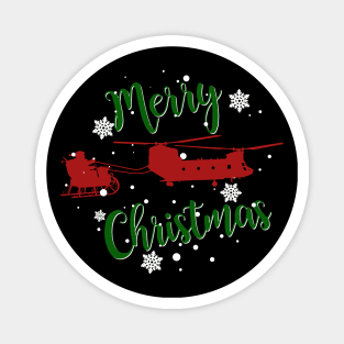 CH-47 Chinook Pulling Santa Merry Christmas Magnet